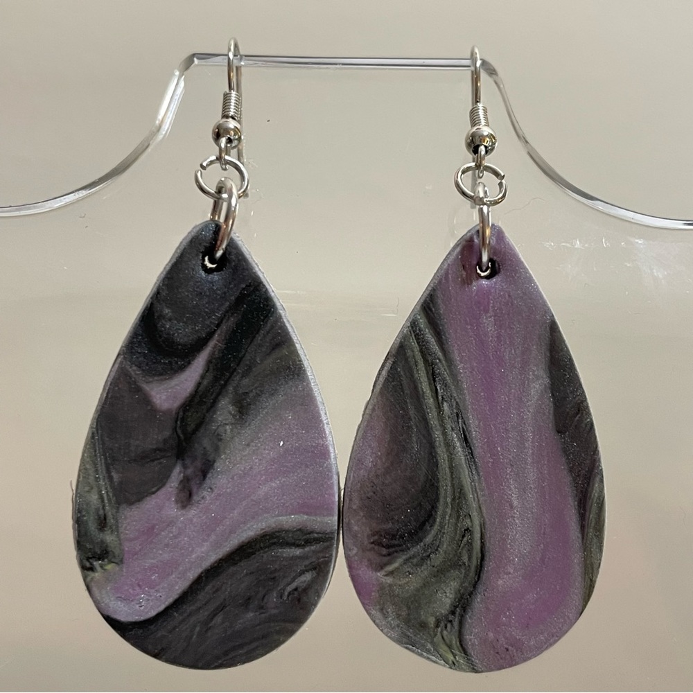 handmade clay teardrop earrings